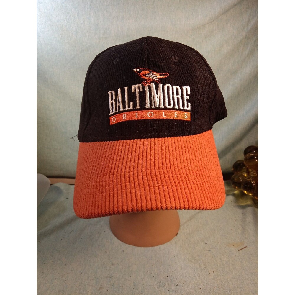 Baltimore Orioles Strapback Hat Ball Cap Baseball Black w/ Orange Corduroy Brim